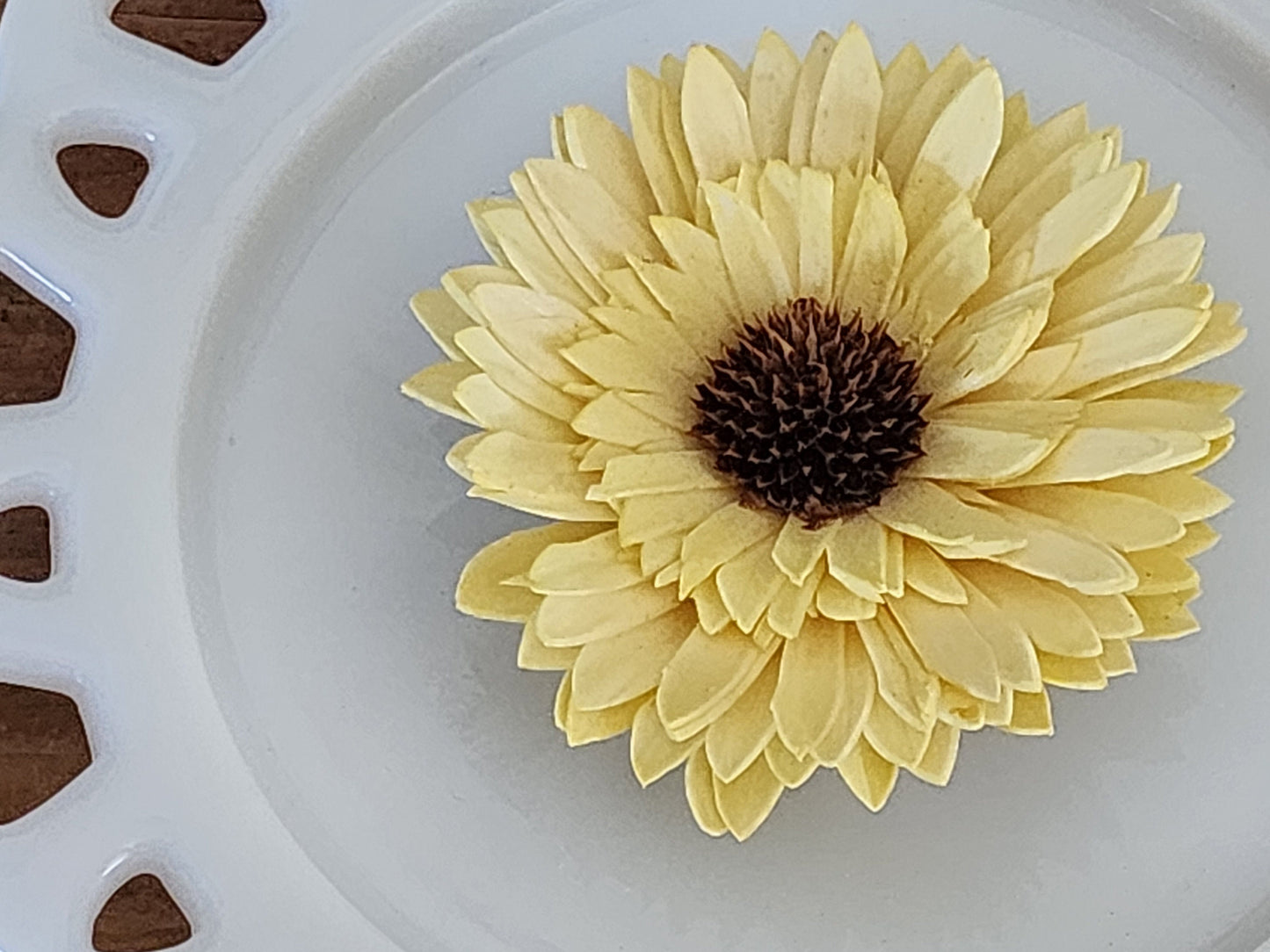 Wood Flowers, Thistle Center Multipetal Yellow Sunflower (Set of 12)