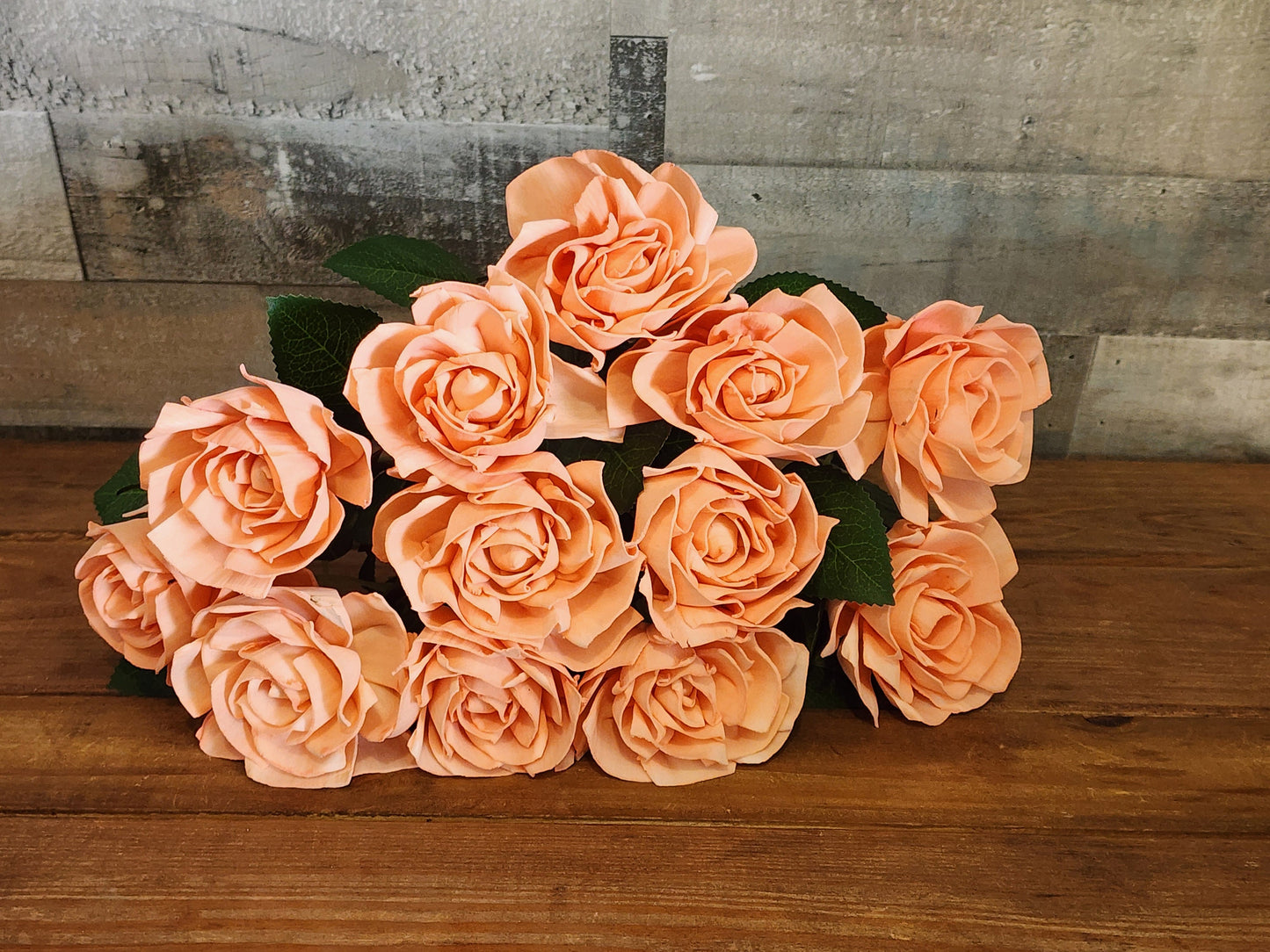 1 Dozen Peach Wood Roses with Stems