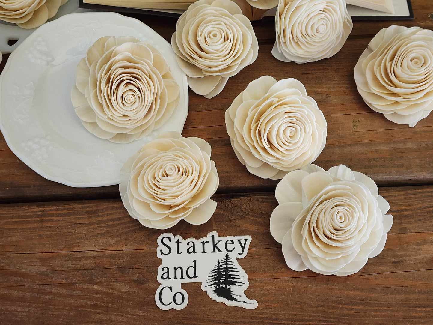 Wood Flowers, Rose (Set of 12)