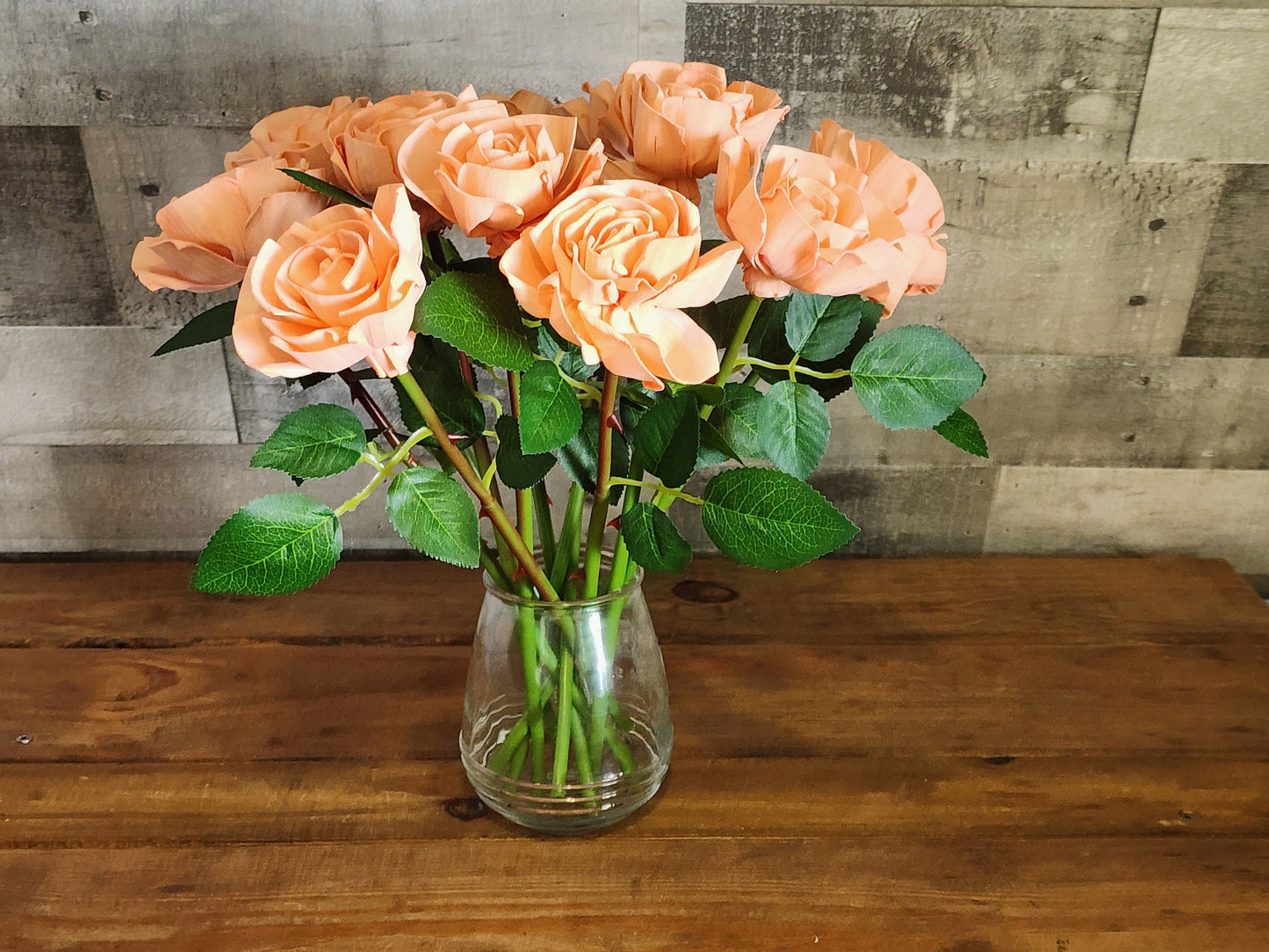 1 Dozen Peach Wood Roses with Stems