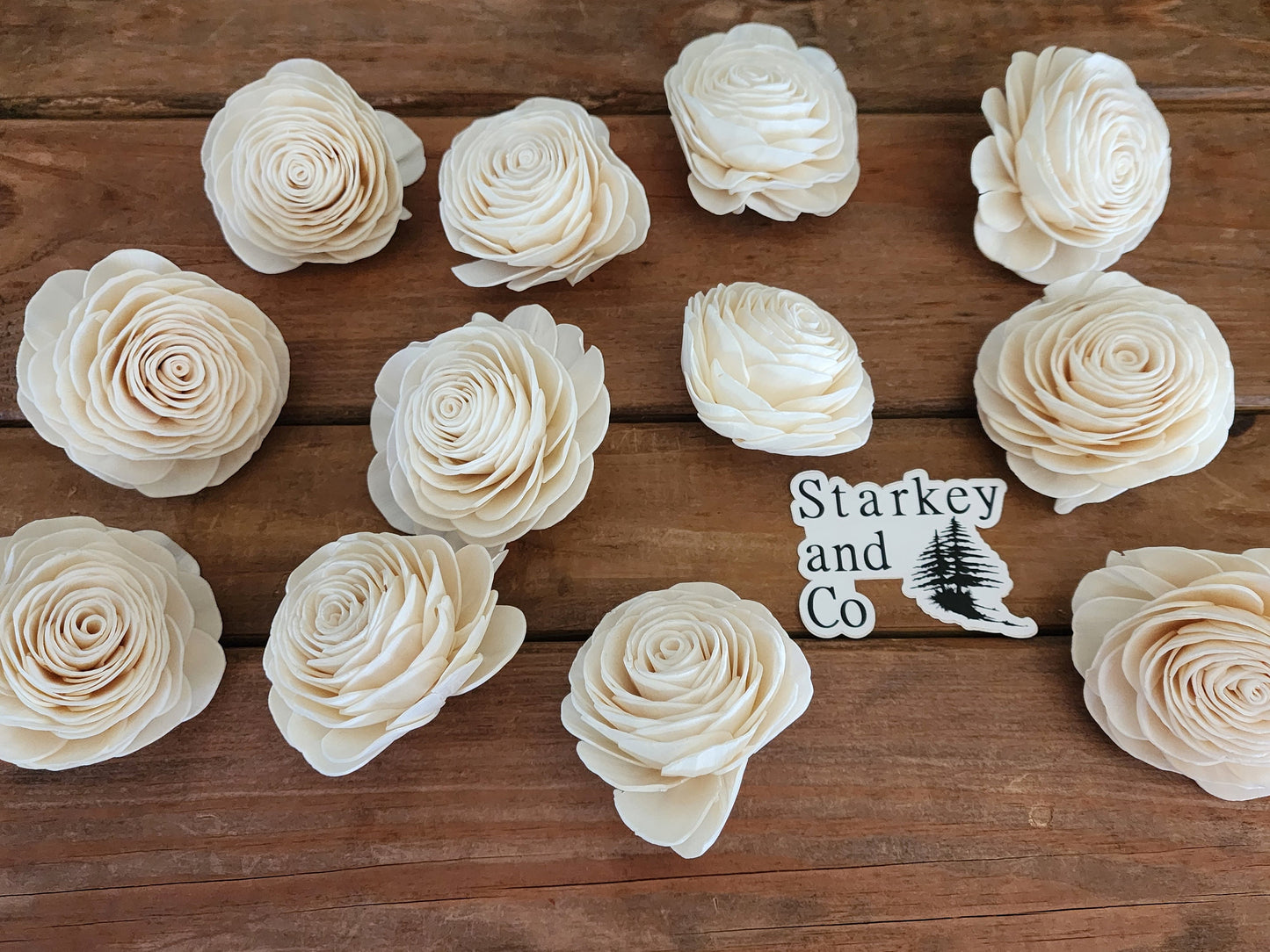 Wood Flowers, Rose (Set of 12)
