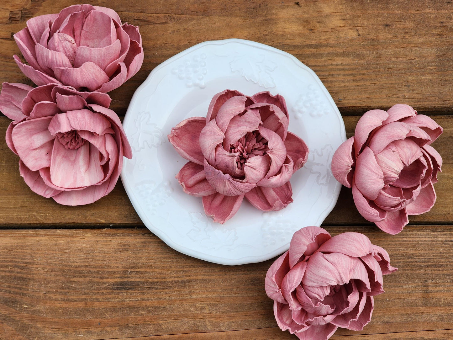 Wood Flowers, Mauve Peony (Set of 12)