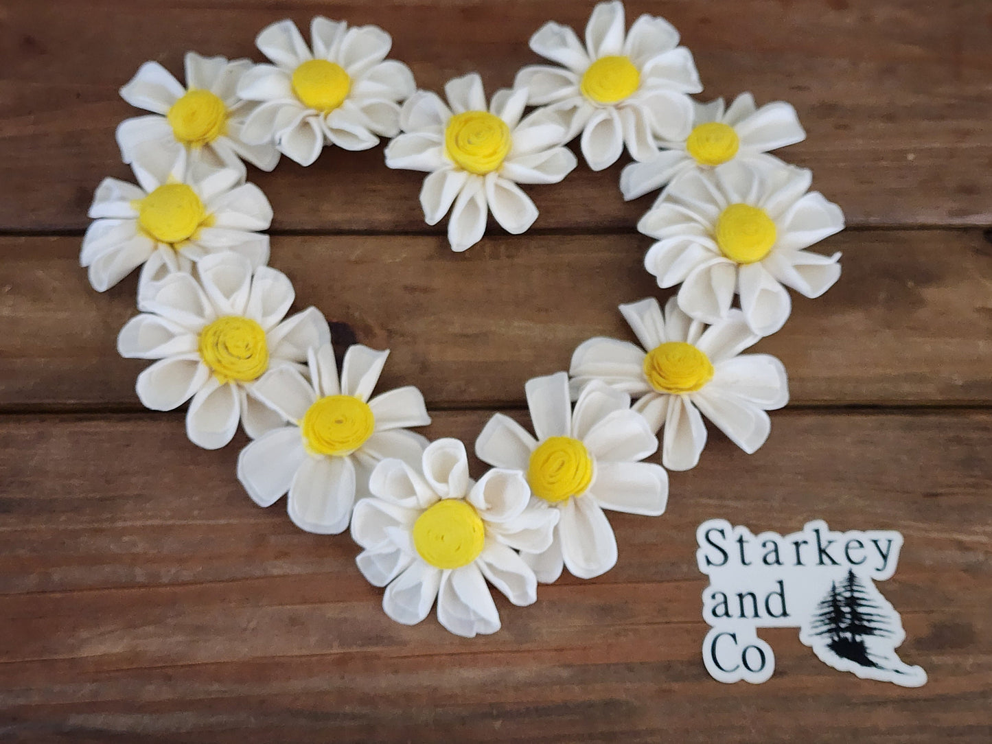 Wood Flowers, Yellow Center Daisy (Set of 12)