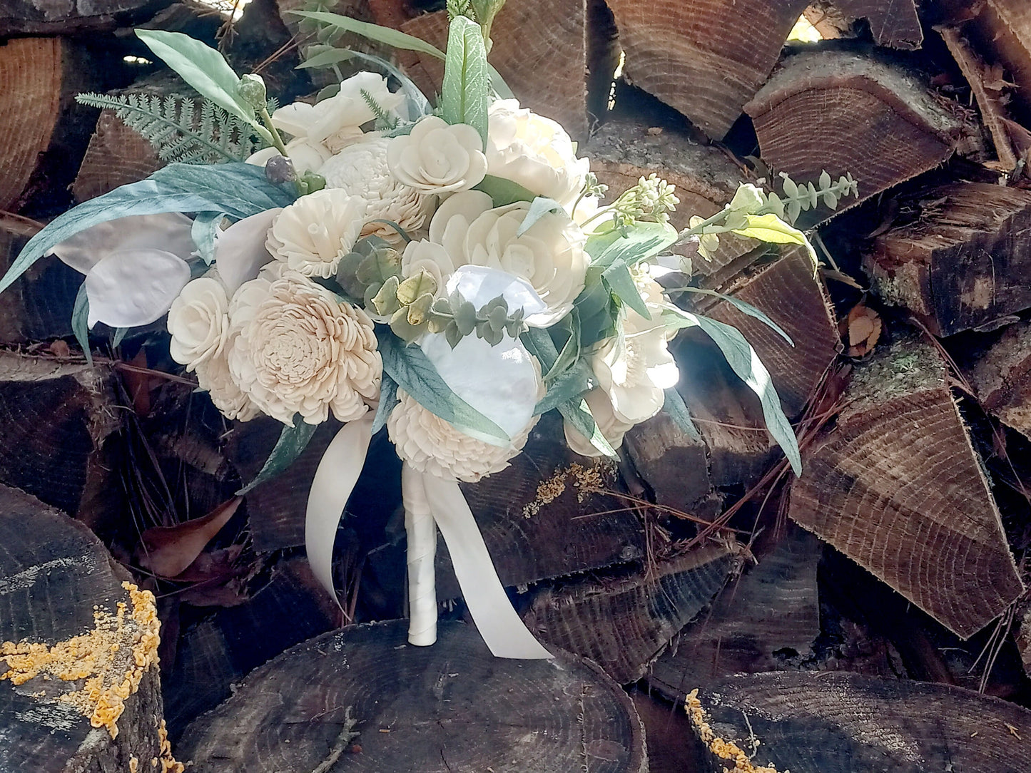 Winter Wedding Bouquet with a matching Boutonniere