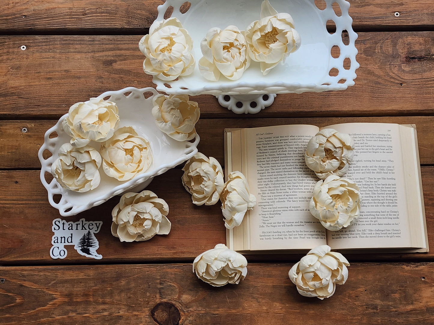 Wood Flowers, Peony (Set of 12)