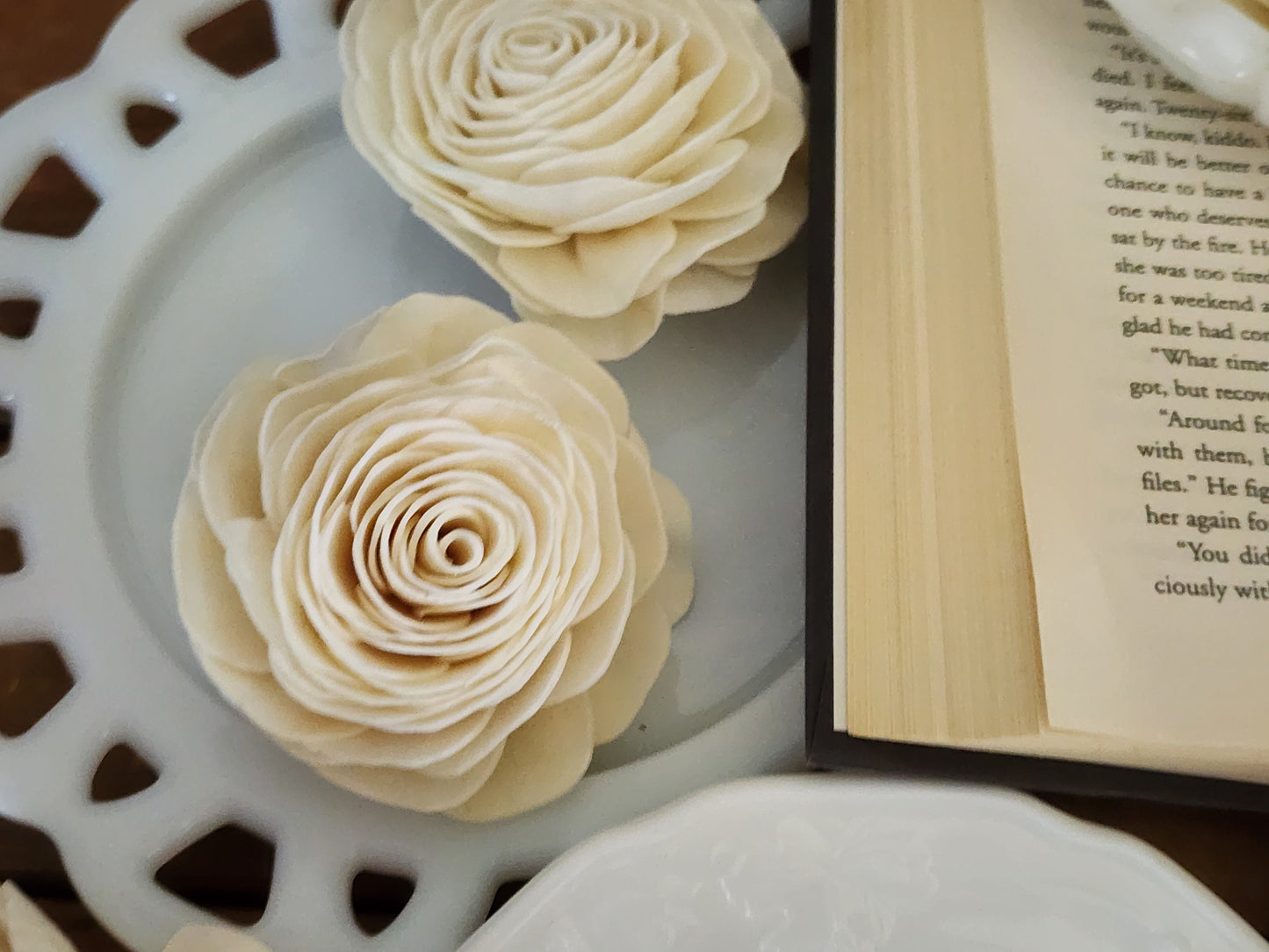 Wood Flowers, Rose (Set of 12)