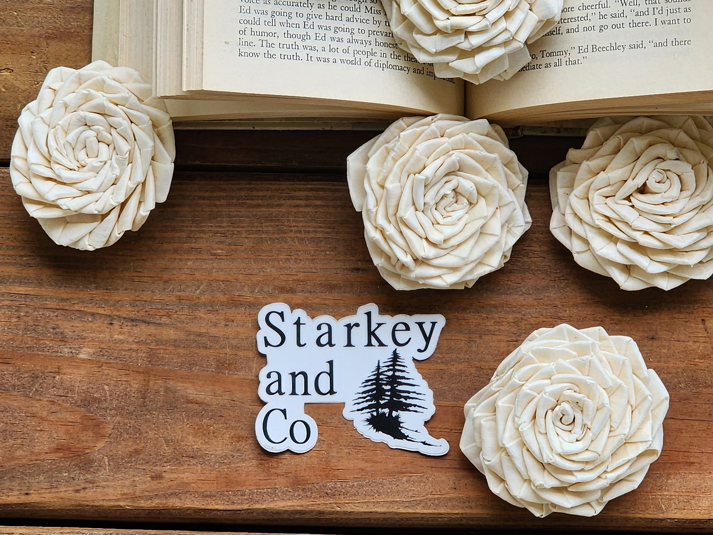 Wood Flowers, Ribbon Rose (Set of 12)