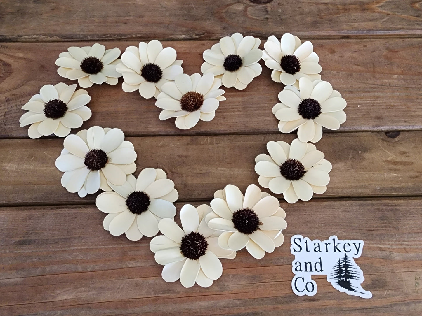 Wood Flowers, Thistle Center Cream Daisy (Set of 12)