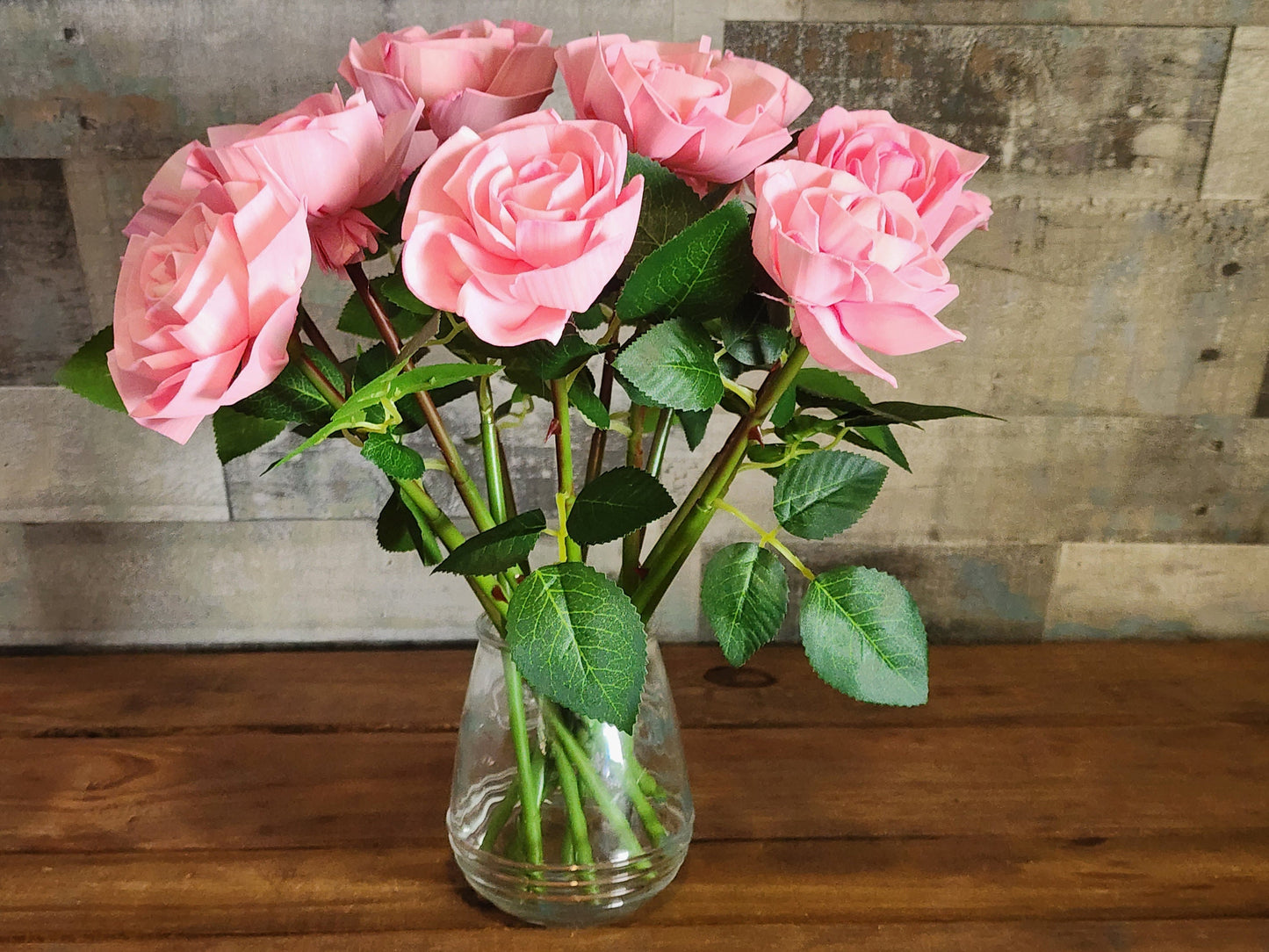 1 Dozen Pink Wood Roses with Stems