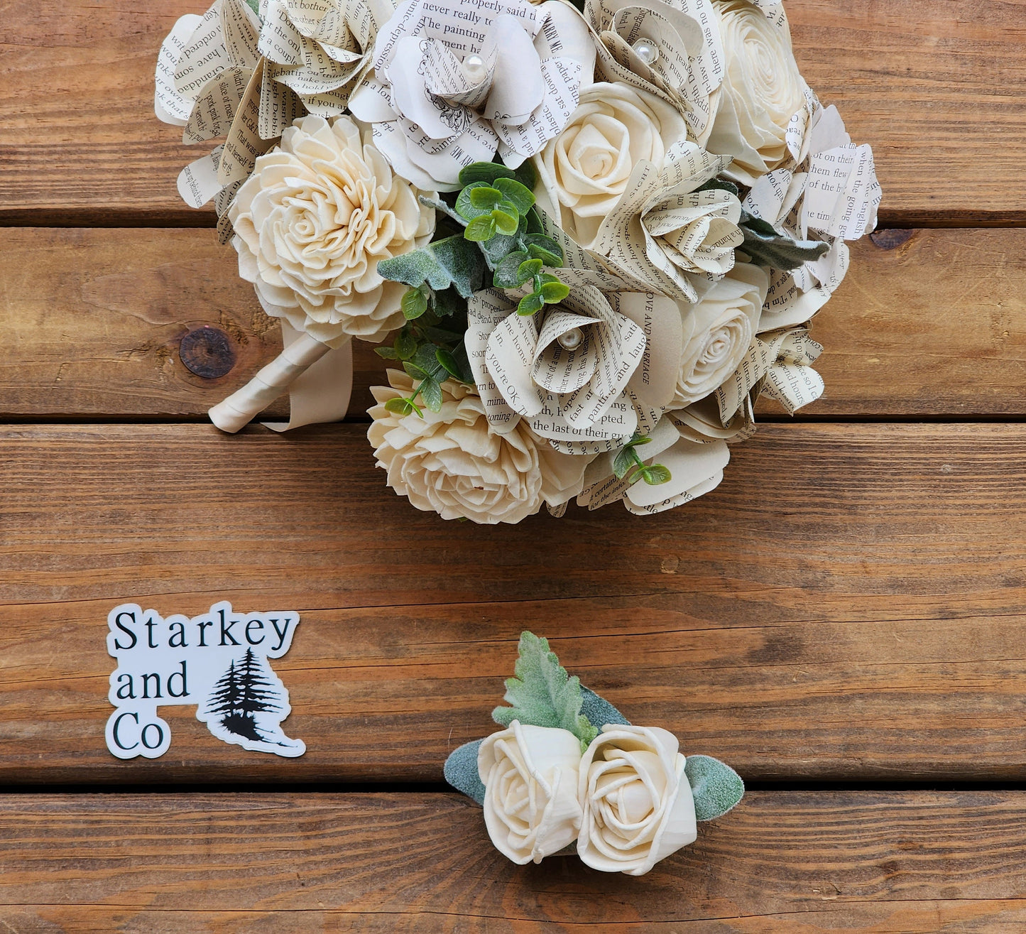 Storybook Inspired Wedding Bouquet with a Matching Boutonniere