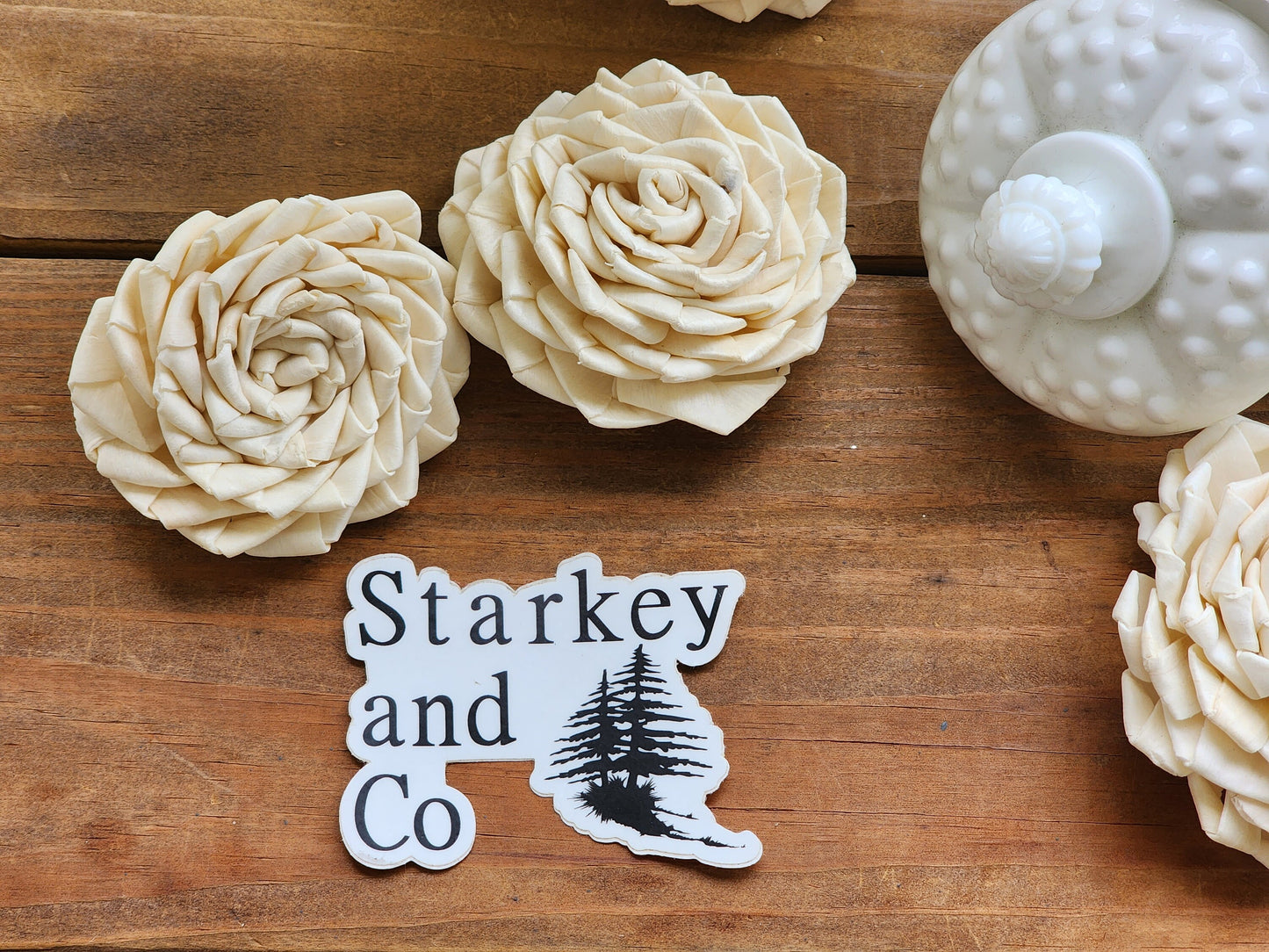 Wood Flowers, Ribbon Rose (Set of 12)