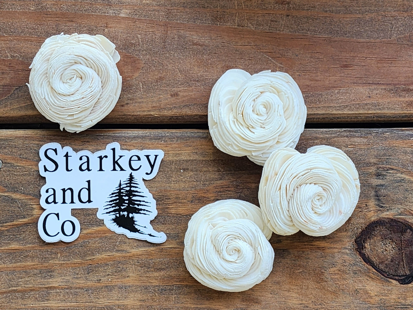 Wood Flowers, Shell (Set of 12)