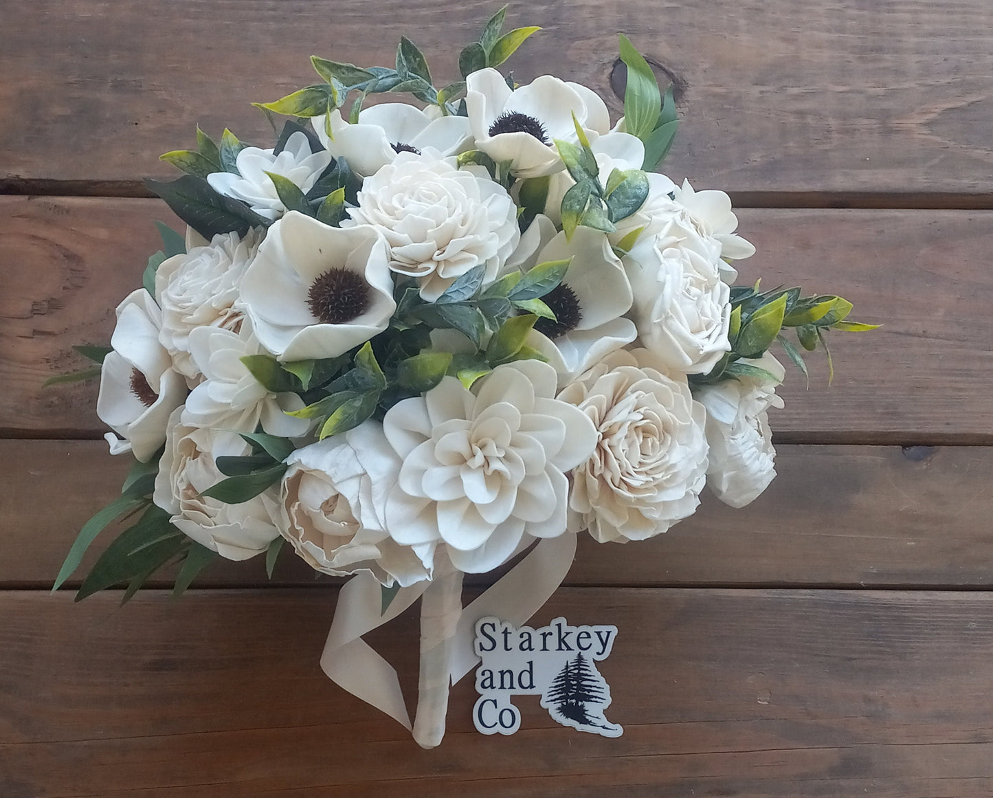 Garden Theme Wedding Bouquet with a matching Boutonniere