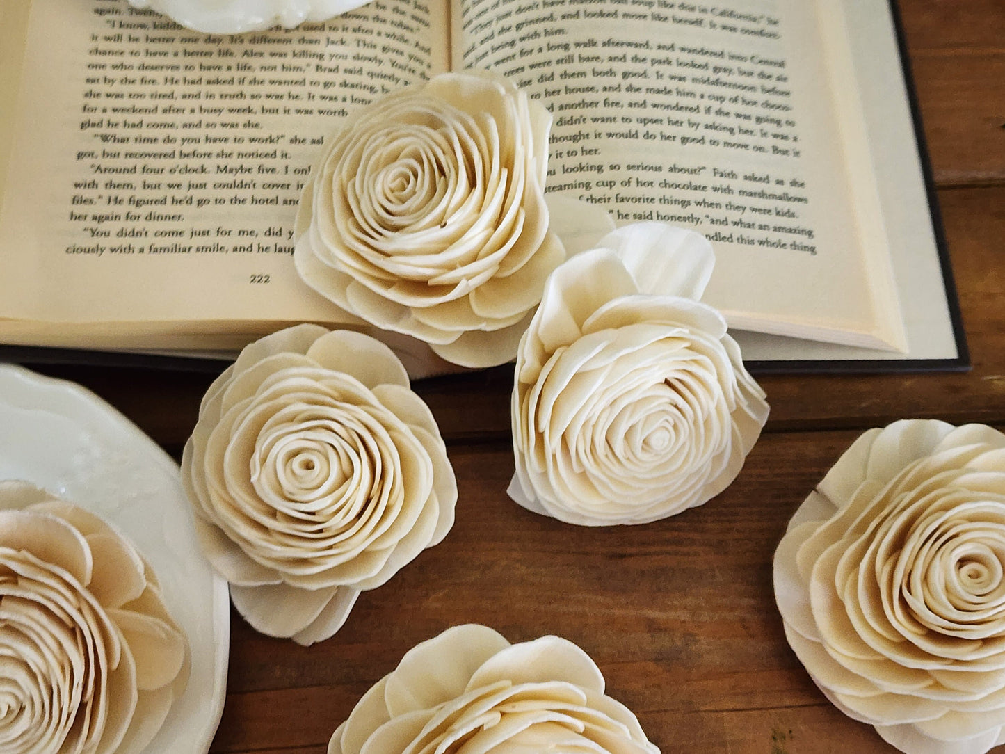 Wood Flowers, Rose (Set of 12)