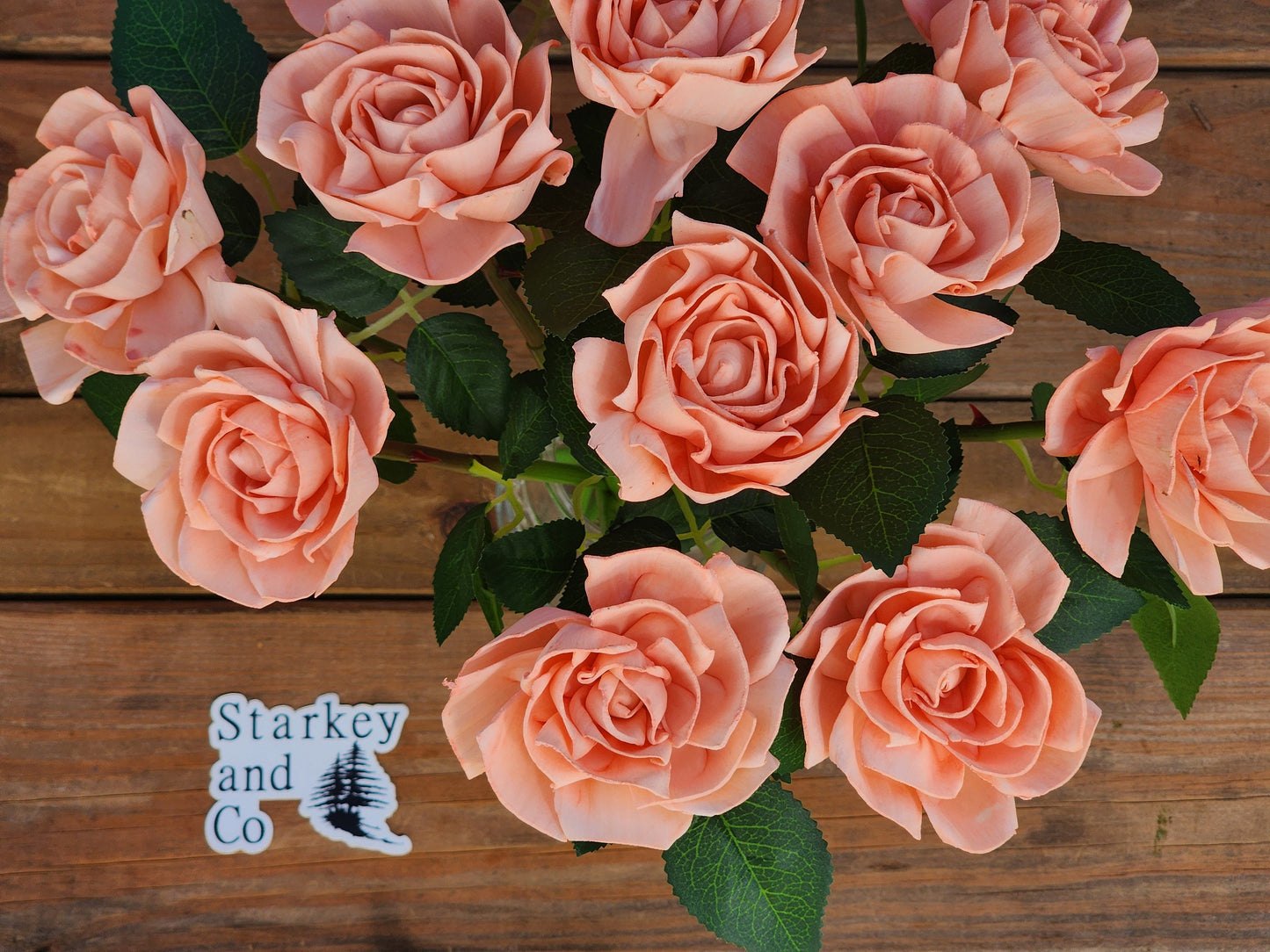 1 Dozen Peach Wood Roses with Stems