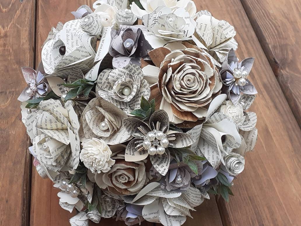 Storybook and Vintage Inspired Brides Bouquet and matching Boutonniere in Shades of Blush, Nude and Tan