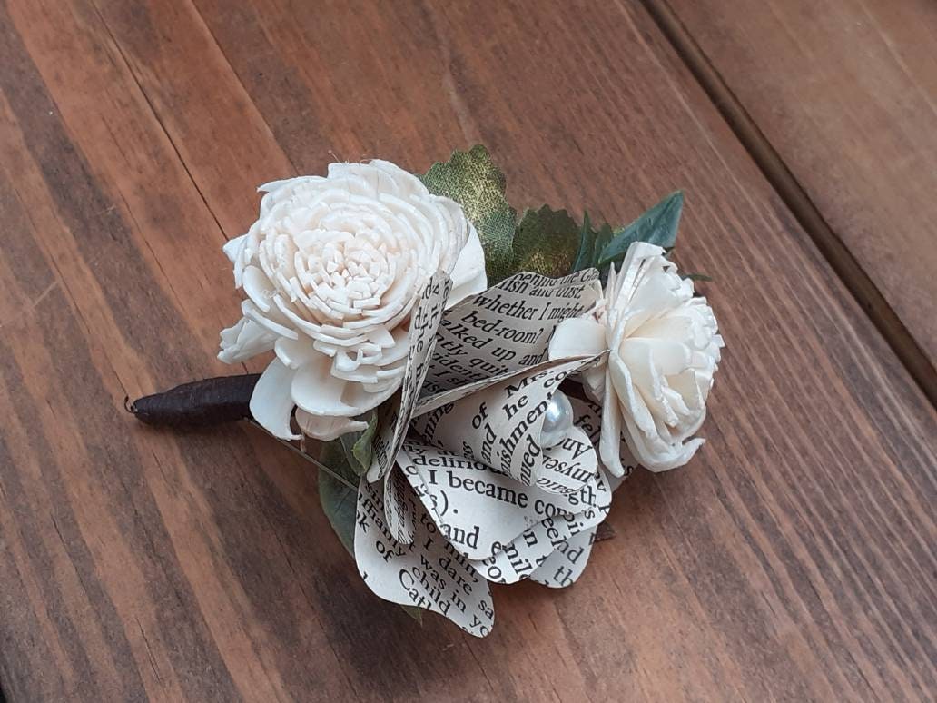 Storybook and Vintage Inspired Brides Bouquet and matching Boutonniere in Shades of Blush, Nude and Tan