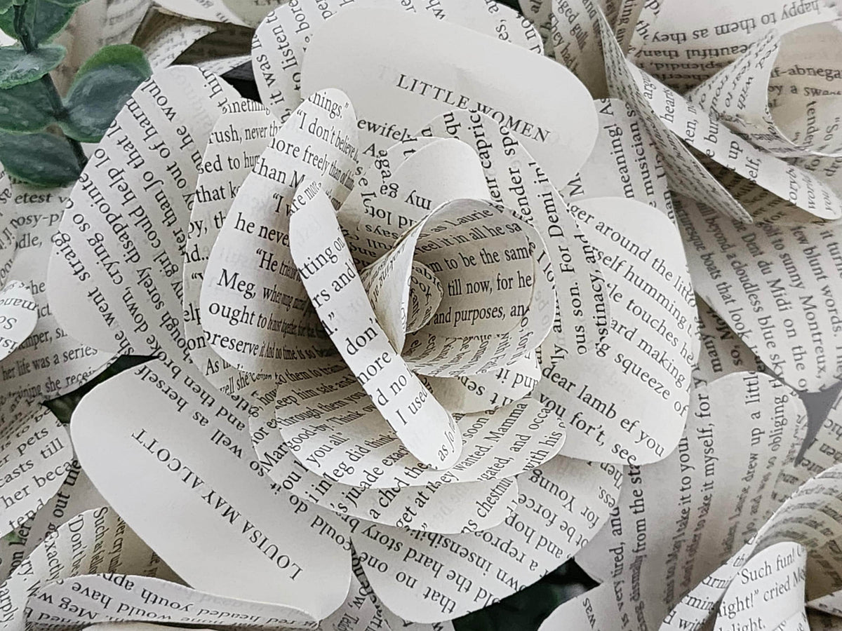Little Women Book Roses, Book Page Flowers, Handmade Paper Roses, Literary Gift, Book Lover Gift, First Anniversary Gift, Louisa May Alcott