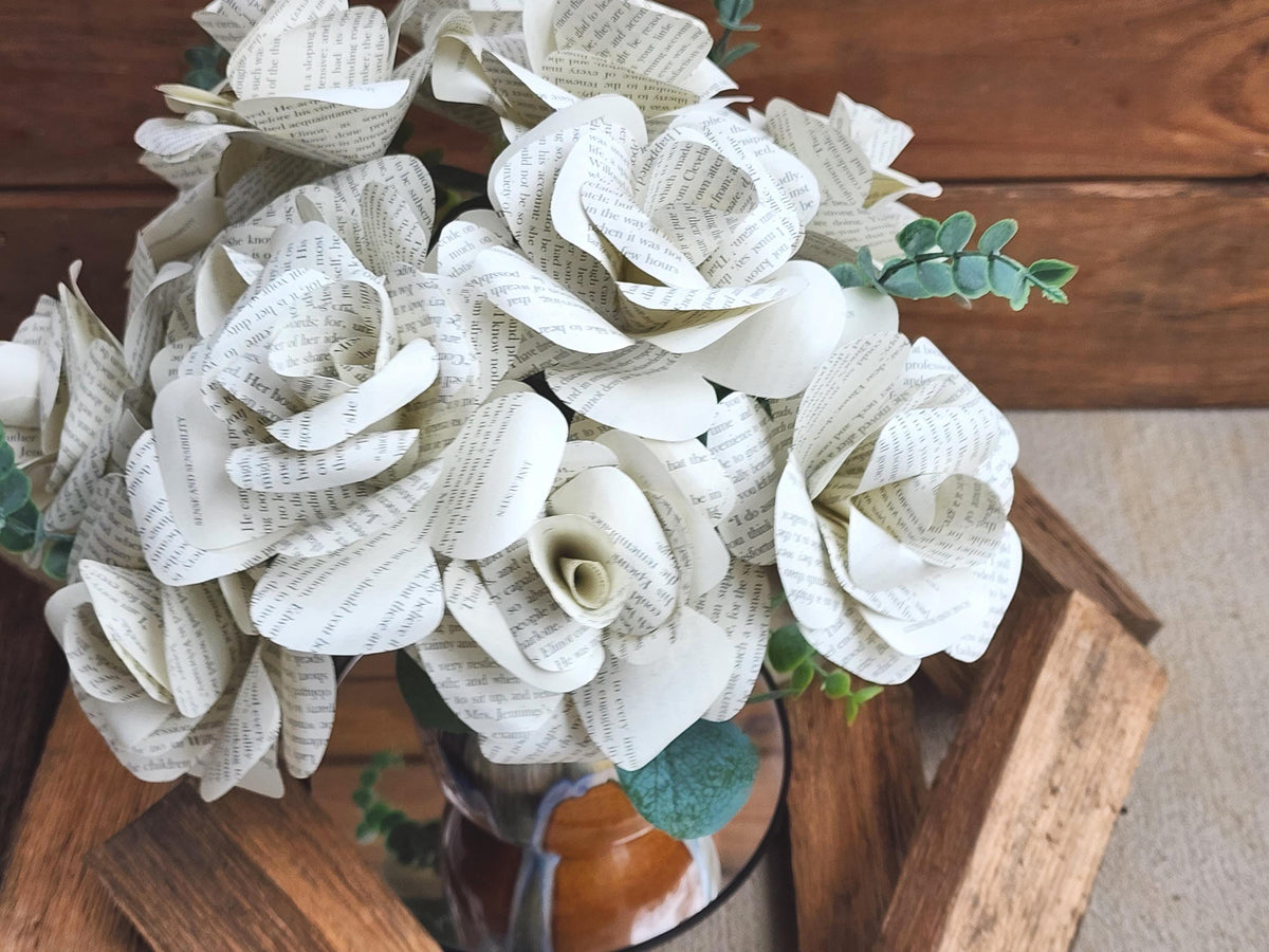 Jane Austen's Sense and Sensibility Book Roses, Book Page Flowers, Handmade Paper Roses, Literary Gift, Classic Literature, Book Lover Decor