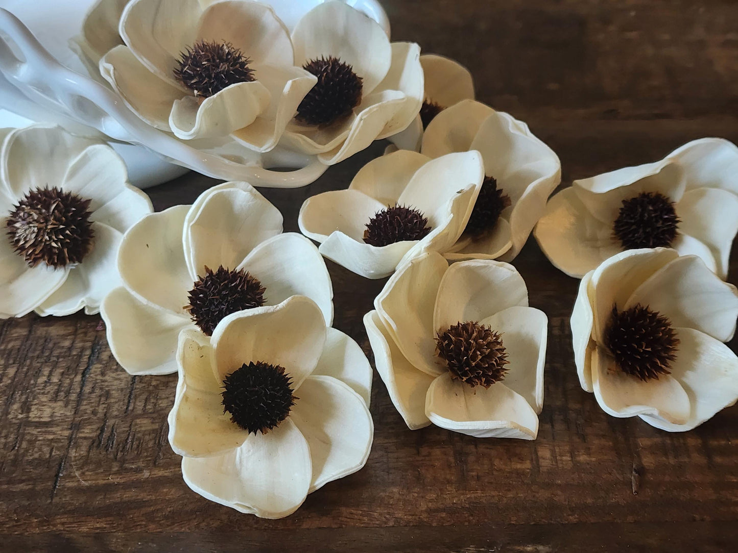 One Dozen 2.5" Sola Wood Dogwood, Handmade Natural Wood Flowers, DIY Wedding Bouquet Flowers, Rustic Floral Decor, Craft Flower Supply