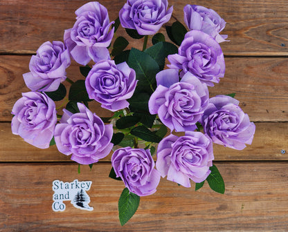 1 Dozen Lavender Wood Roses with  Stems