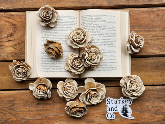 Wood Flowers, Skin Thick Petal Rose (Set of 12)
