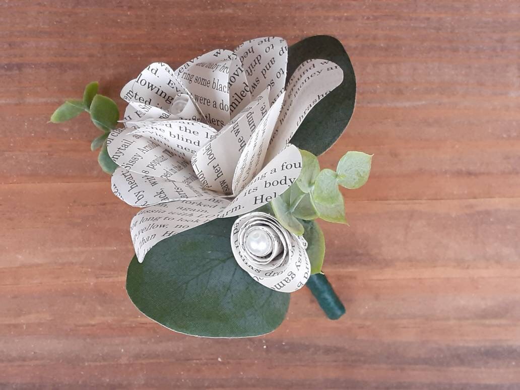 Boutonniere created with Book Pages