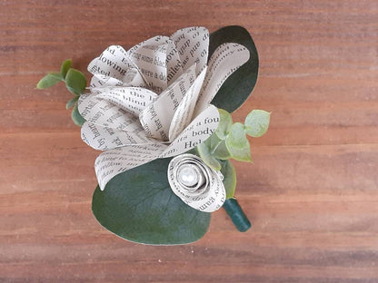 Boutonniere created with Book Pages