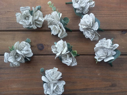Boutonniere created with Book Pages