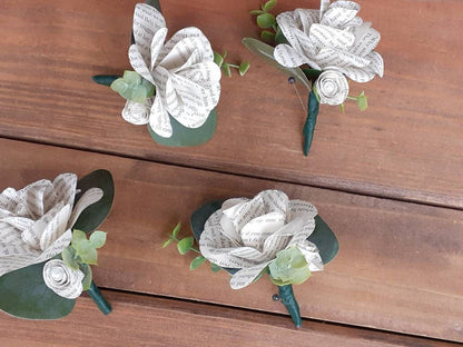 Boutonniere created with Book Pages