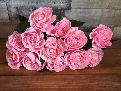 1 Dozen Pink Wood Roses with Stems