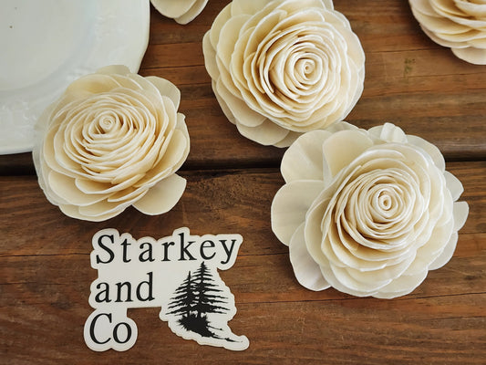 Wood Flowers, Rose (Set of 12)