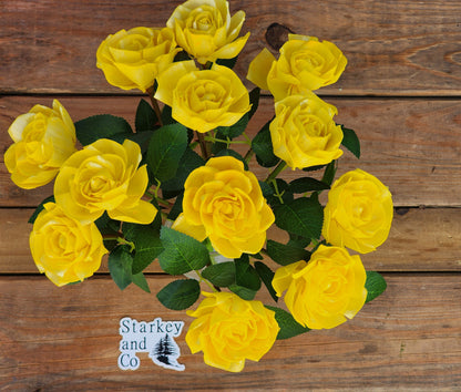 1 Dozen Yellow Wood Roses with Stems
