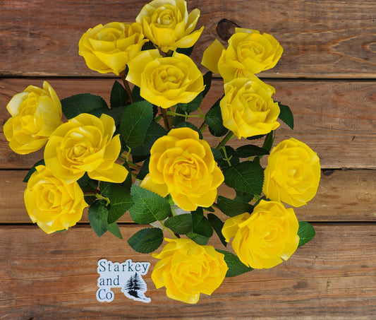 1 Dozen Yellow Wood Roses with Stems