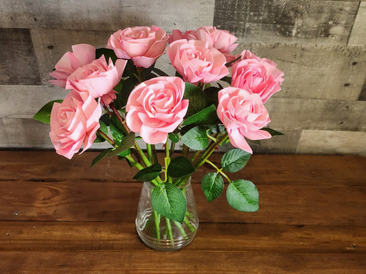 1 Dozen Pink Wood Roses with Stems