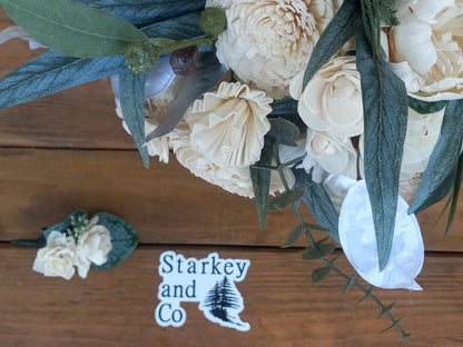 Winter Wedding Bouquet with a matching Boutonniere