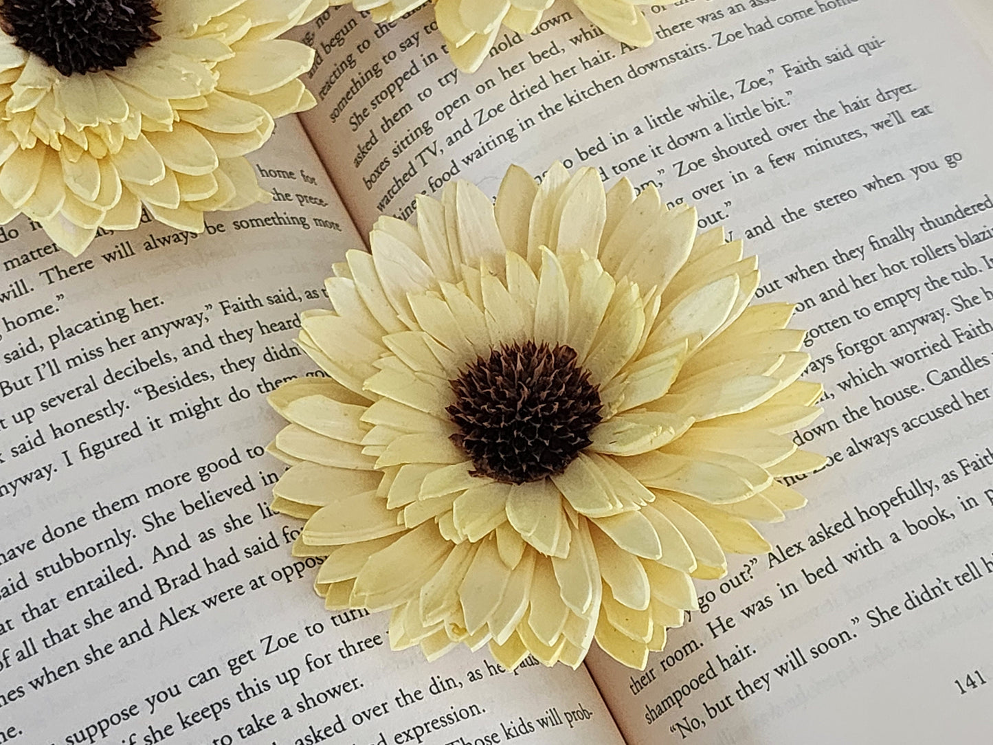 Wood Flowers, Thistle Center Multipetal Yellow Sunflower (Set of 12)