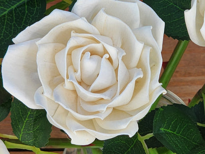 1 Dozen Ivory Wood Roses with Stems
