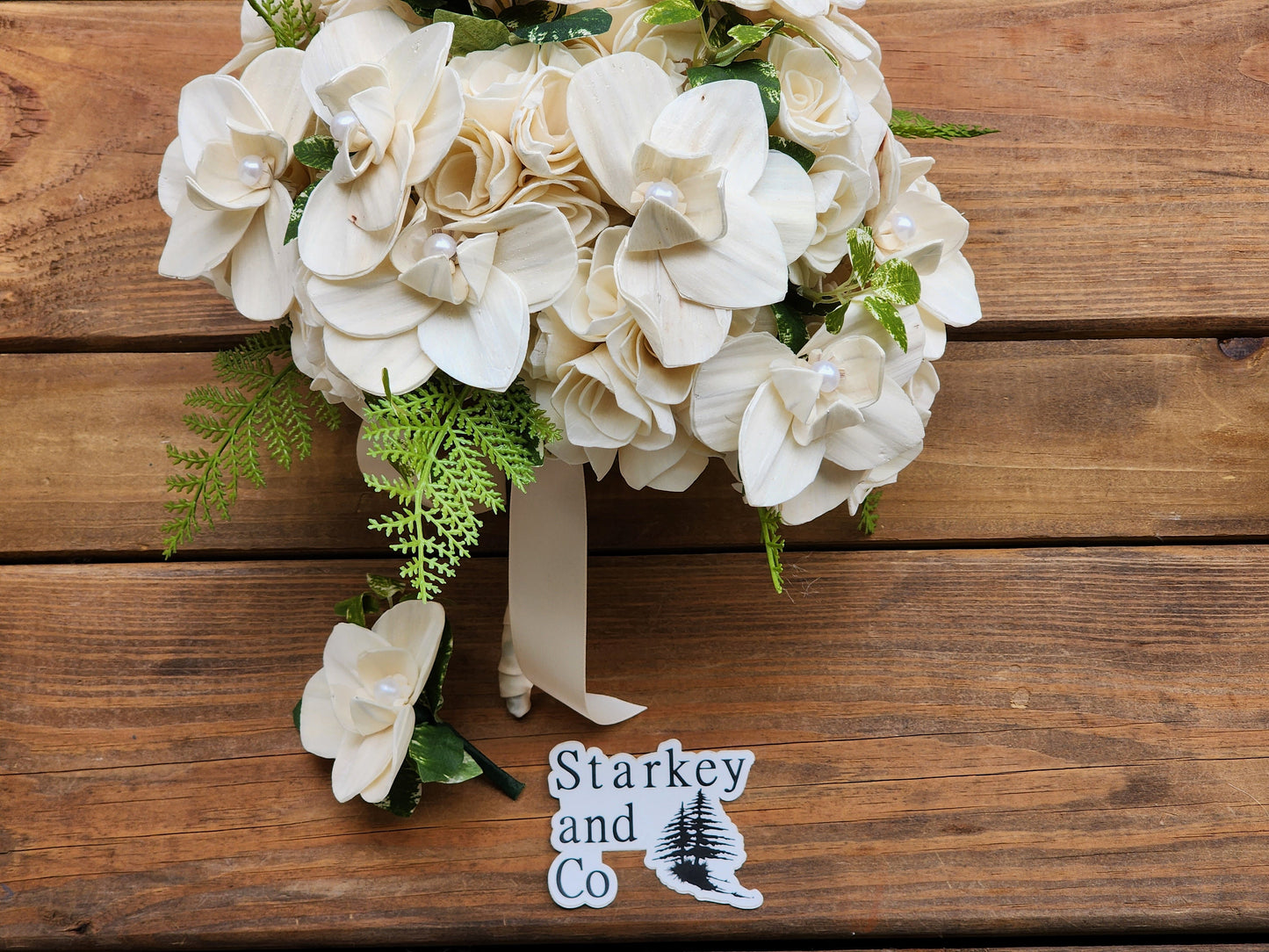 Wedding Bouquet with Phalaenopsis Orchids and a matching Orchid Boutonniere