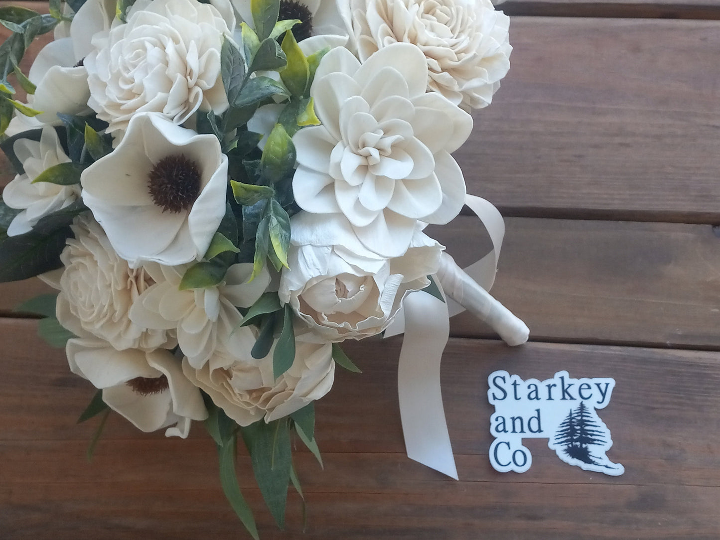 Garden Theme Wedding Bouquet with a matching Boutonniere