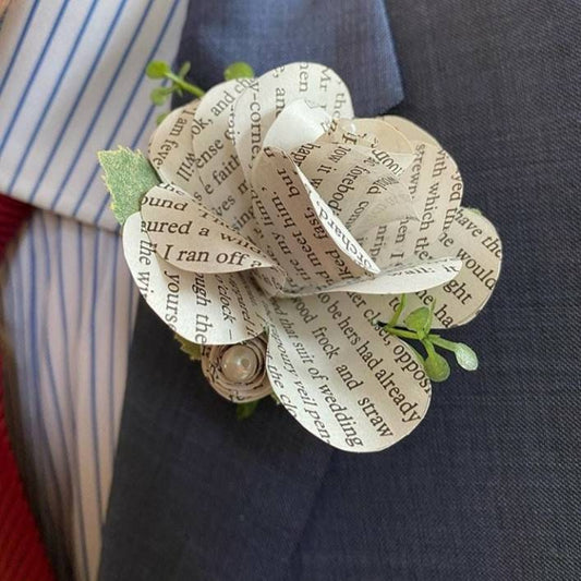 Boutonniere created with Book Pages