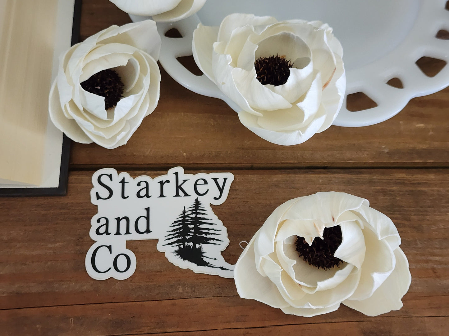 Wood Flowers, Brown Thistle Centered Peonies (Set of 12)