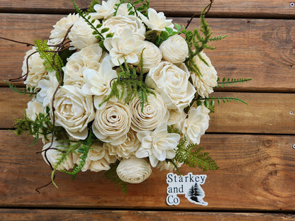 Traditional Wedding Bouquet with a matching Boutonniere