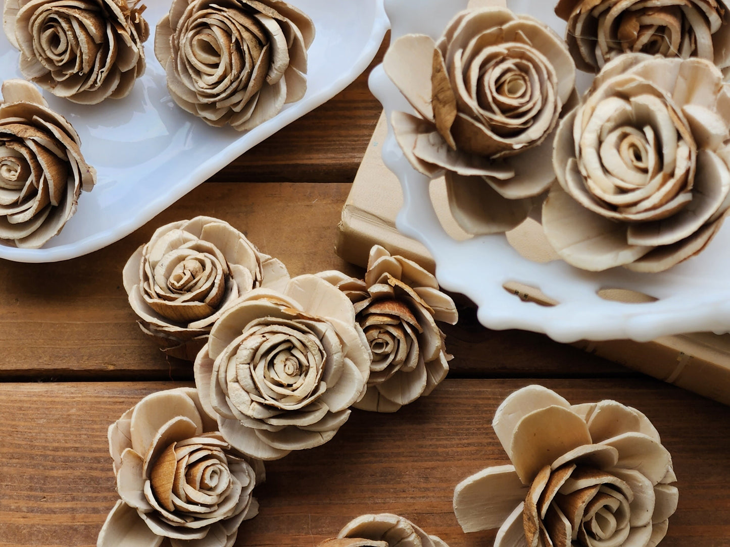 Wood Flowers, Skin Thick Petal Rose (Set of 12)
