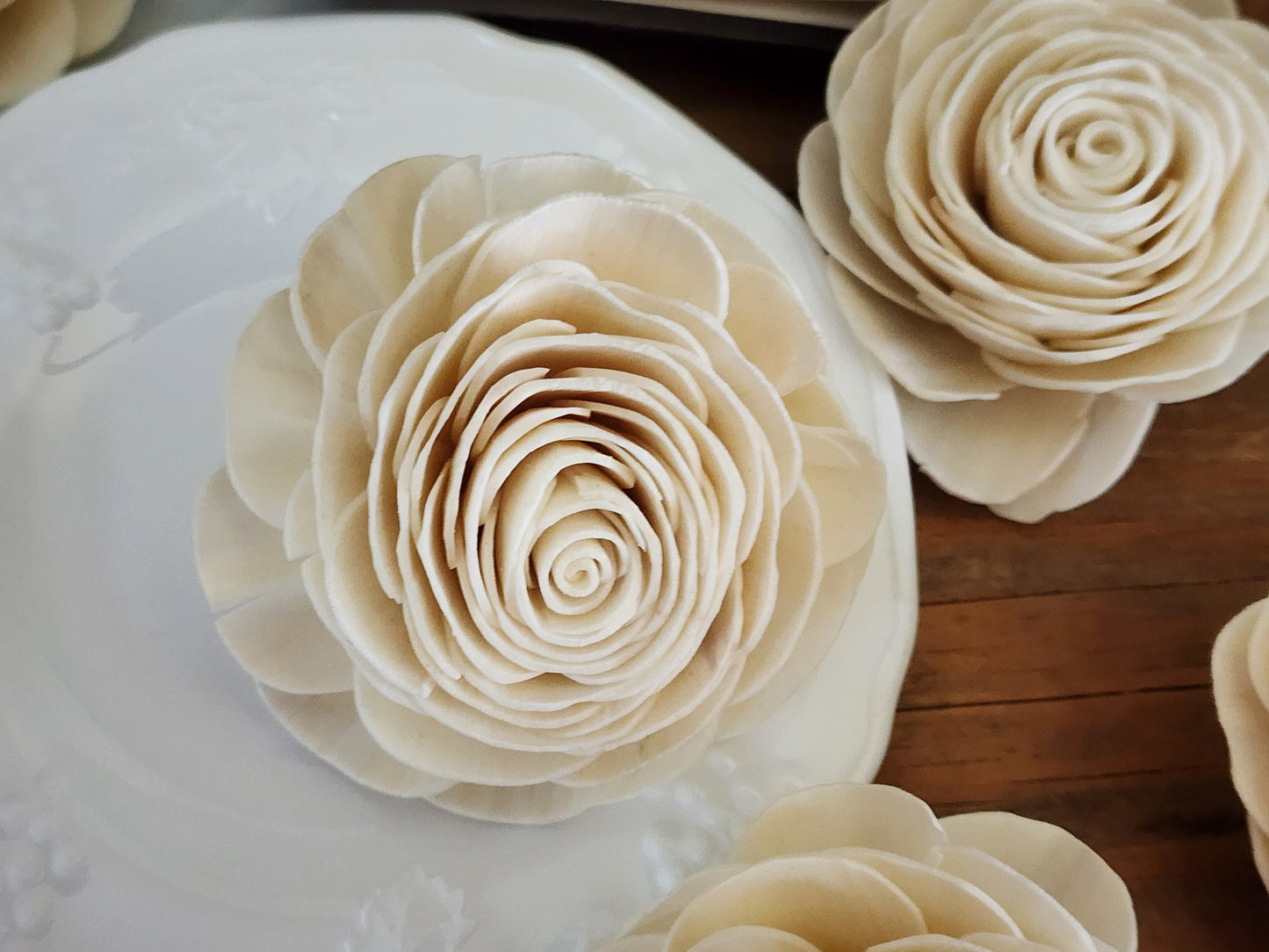 Wood Flowers, Rose (Set of 12)