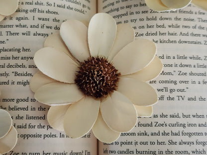 Wood Flowers, Thistle Center Cream Daisy (Set of 12)