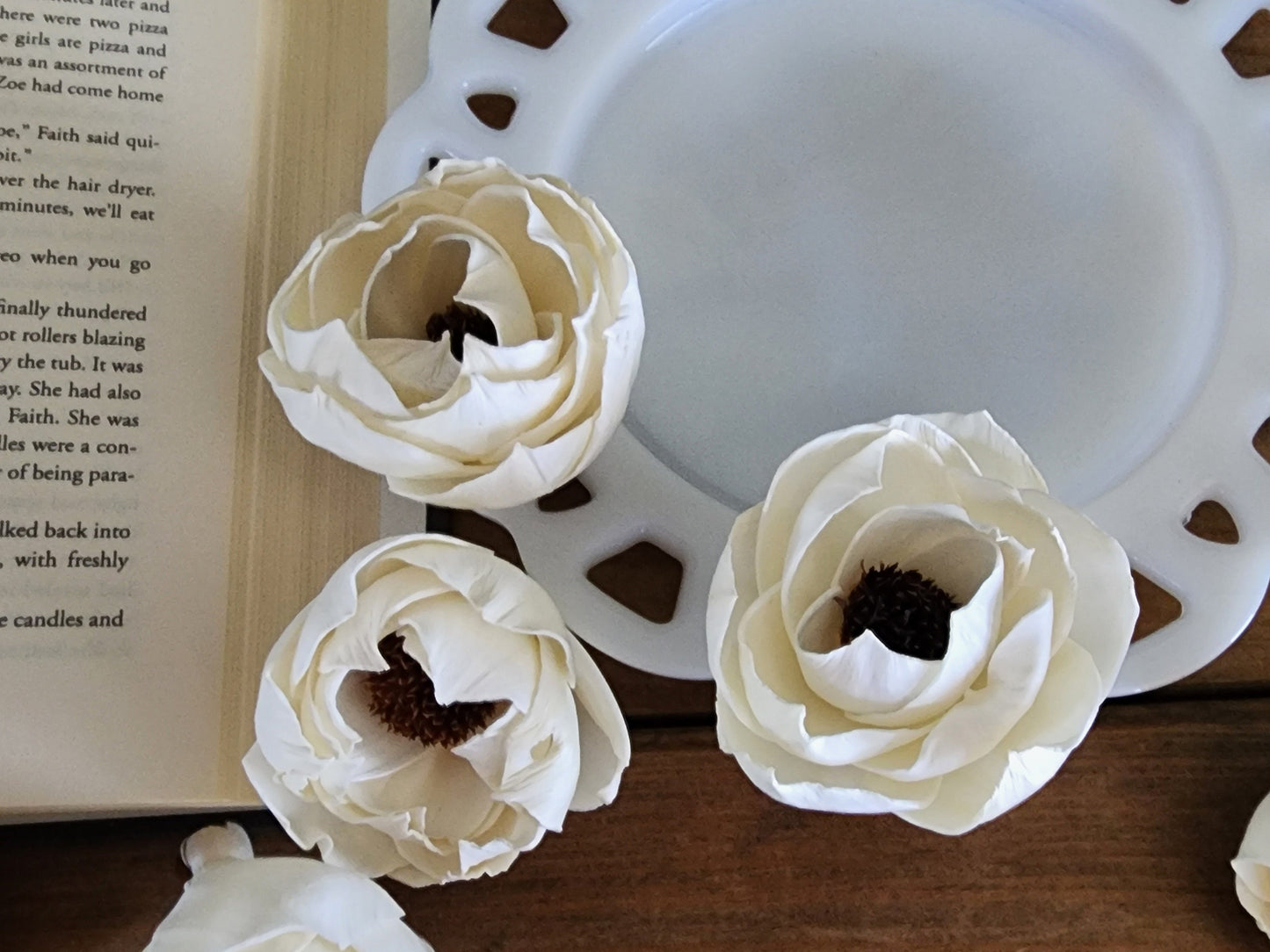 Wood Flowers, Brown Thistle Centered Peonies (Set of 12)