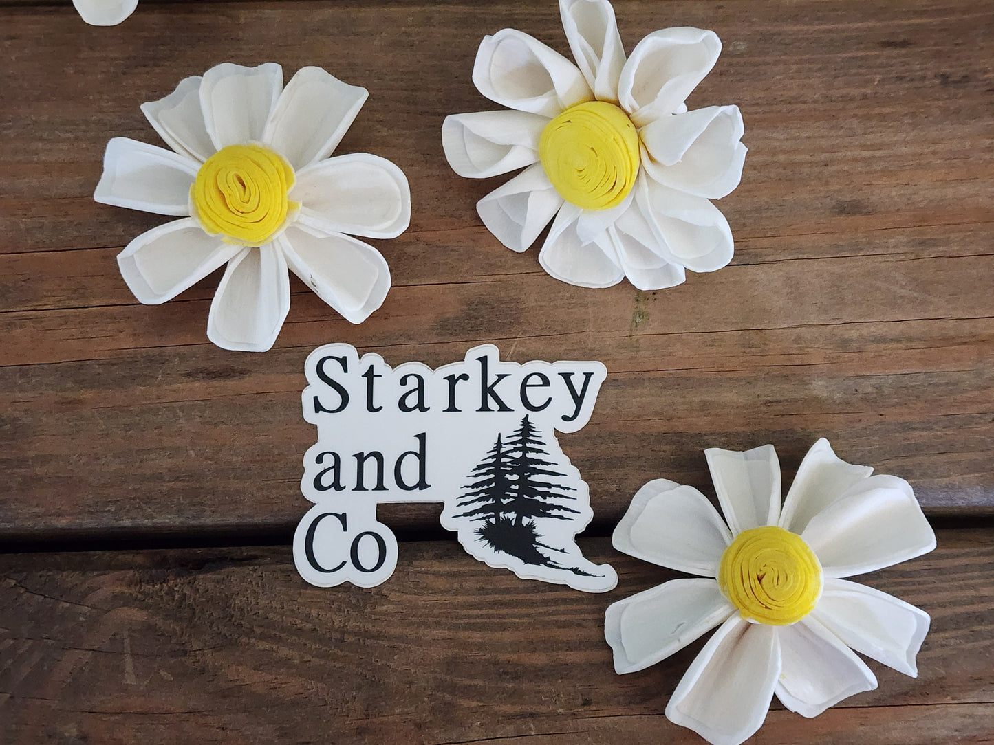 Wood Flowers, Yellow Center Daisy (Set of 12)