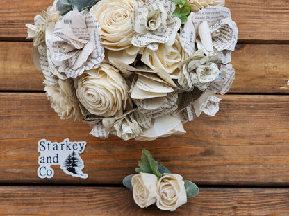 Storybook Inspired Wedding Bouquet with a Matching Boutonniere