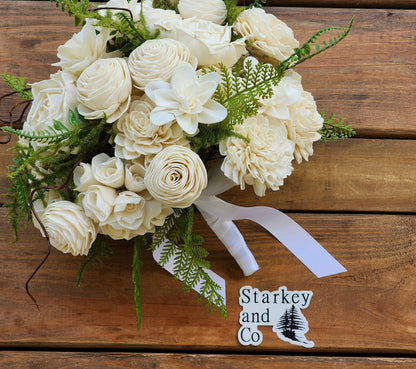 Traditional Wedding Bouquet with a matching Boutonniere
